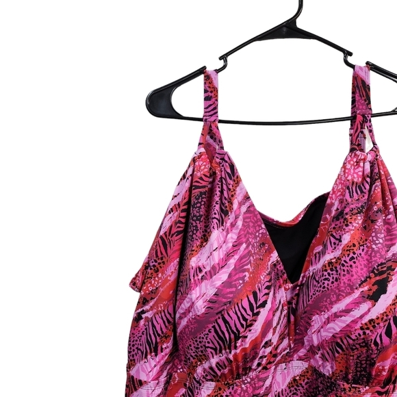 Swim 365 Women’s Plus Size Loop Strap Two-Piece Swim Dress - 40 - Picture 3 of 9